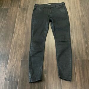 Mother The Looker Dare I Be Happy Black Mid Stretch Denim Jeans Size 28